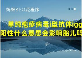 单纯疱疹病毒i型抗体igg阳性什么意思会影响胎儿吗?