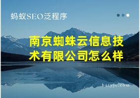 南京蜘蛛云信息技术有限公司怎么样