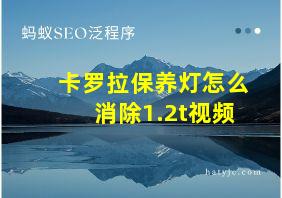 卡罗拉保养灯怎么消除1.2t视频