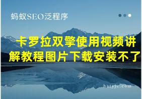 卡罗拉双擎使用视频讲解教程图片下载安装不了