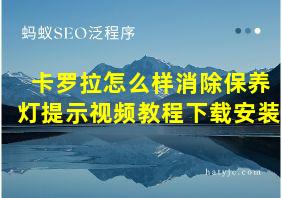 卡罗拉怎么样消除保养灯提示视频教程下载安装