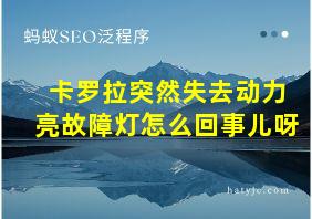 卡罗拉突然失去动力亮故障灯怎么回事儿呀