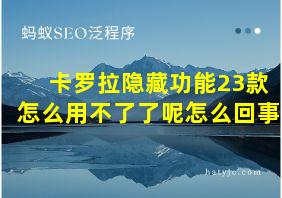 卡罗拉隐藏功能23款怎么用不了了呢怎么回事