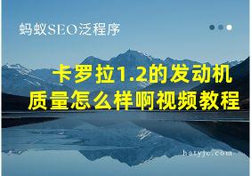 卡罗拉1.2的发动机质量怎么样啊视频教程