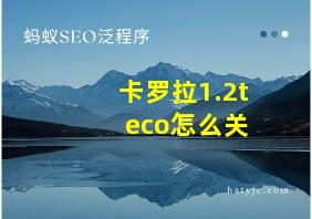 卡罗拉1.2t eco怎么关