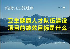 卫生健康人才队伍建设项目的绩效目标是什么