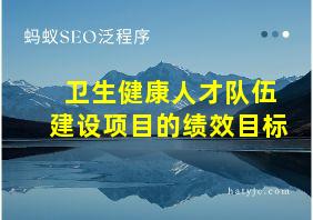 卫生健康人才队伍建设项目的绩效目标