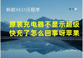 原装充电器不显示超级快充了怎么回事呀苹果