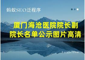 厦门海沧医院院长副院长名单公示图片高清