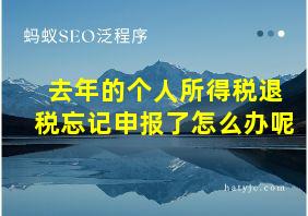 去年的个人所得税退税忘记申报了怎么办呢