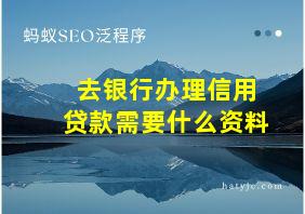 去银行办理信用贷款需要什么资料