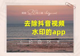 去除抖音视频水印的app