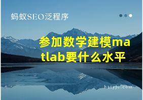 参加数学建模matlab要什么水平