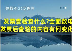 发票查验查什么?全面数电发票后查验的内容有何变化?