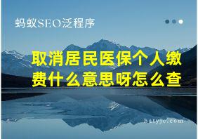 取消居民医保个人缴费什么意思呀怎么查