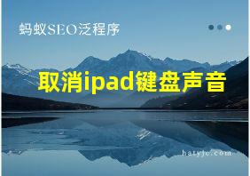 取消ipad键盘声音