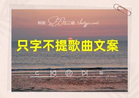 只字不提歌曲文案