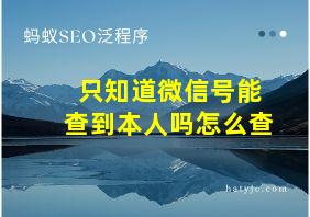 只知道微信号能查到本人吗怎么查