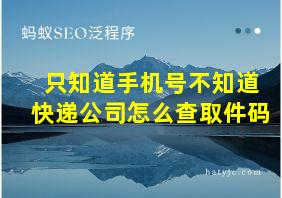 只知道手机号不知道快递公司怎么查取件码