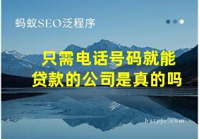 只需电话号码就能贷款的公司是真的吗