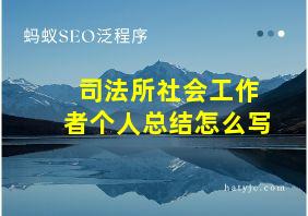 司法所社会工作者个人总结怎么写