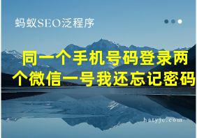 同一个手机号码登录两个微信一号我还忘记密码