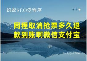 同程取消抢票多久退款到账啊微信支付宝