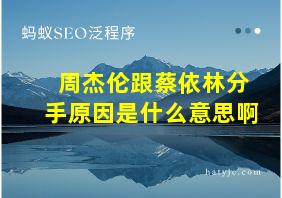 周杰伦跟蔡依林分手原因是什么意思啊