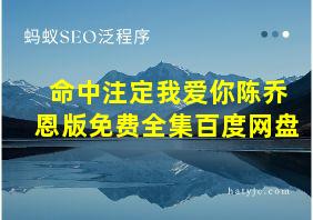 命中注定我爱你陈乔恩版免费全集百度网盘