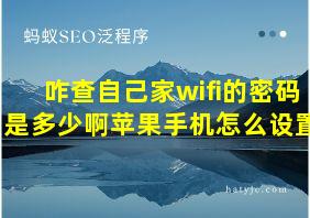 咋查自己家wifi的密码是多少啊苹果手机怎么设置