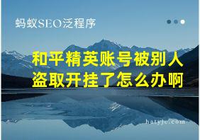 和平精英账号被别人盗取开挂了怎么办啊