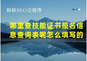 哪里查技能证书报名信息查询表呢怎么填写的