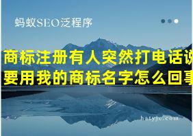 商标注册有人突然打电话说要用我的商标名字怎么回事