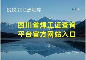 四川省焊工证查询平台官方网站入口