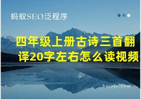 四年级上册古诗三首翻译20字左右怎么读视频