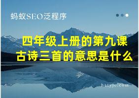 四年级上册的第九课古诗三首的意思是什么