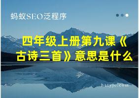 四年级上册第九课《古诗三首》意思是什么