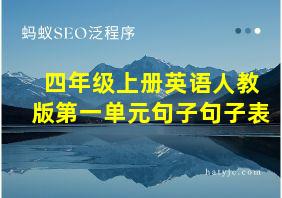 四年级上册英语人教版第一单元句子句子表