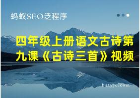 四年级上册语文古诗第九课《古诗三首》视频