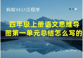 四年级上册语文思维导图第一单元总结怎么写的