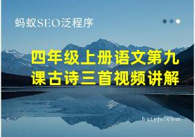 四年级上册语文第九课古诗三首视频讲解