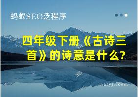 四年级下册《古诗三首》的诗意是什么?