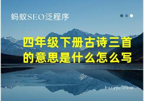 四年级下册古诗三首的意思是什么怎么写