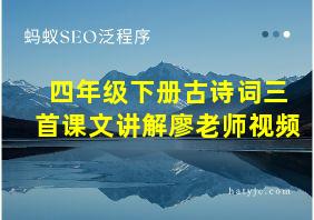 四年级下册古诗词三首课文讲解廖老师视频