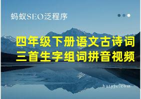 四年级下册语文古诗词三首生字组词拼音视频