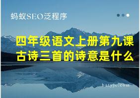 四年级语文上册第九课古诗三首的诗意是什么