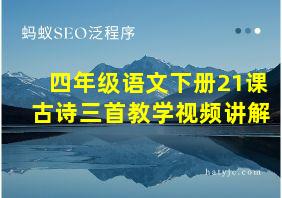 四年级语文下册21课古诗三首教学视频讲解