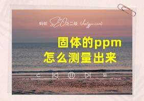 固体的ppm怎么测量出来