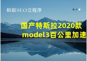 国产特斯拉2020款model3百公里加速