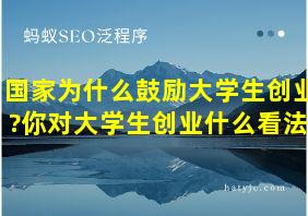 国家为什么鼓励大学生创业?你对大学生创业什么看法?